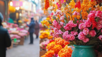 Blossom booth celebrating the lunar new year festivity