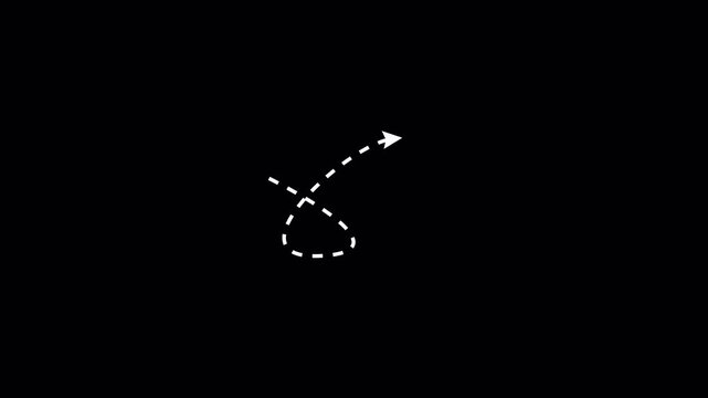 Dotted arrows animation on transparent background, Set of animated dotted arrows, white arrow on 4k Video