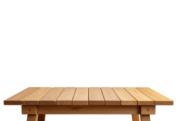 Wooden table on transparent background