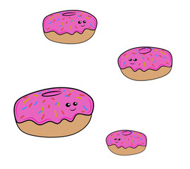 donut illustration vector design, donut drawing art, donut vector with isolated background