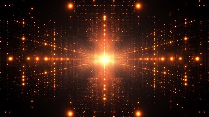 Abstract Orange Light Grid Radiating Energy