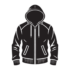 Jacket Silhouette Vector Illustration, Solid White Background.