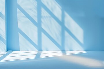 Obraz premium Blue empty room with window and sunlight