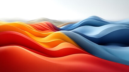 Naklejka premium Abstract Colorful Wavy Landscape Digital Art