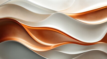 Obraz premium Abstract Waves of White and Copper Hues