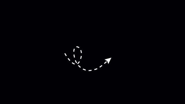 Dotted arrows animation on transparent background, Set of animated dotted arrows, white arrow on 4k Video