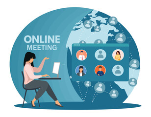 Virtual Online Meeting with Participants Connected Across the Globe.