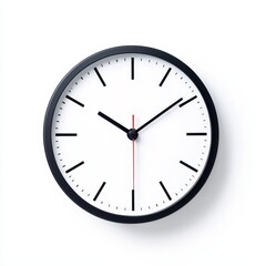 Wall clock with red second hand on white background displaying crisp details and accurate timekeeping features