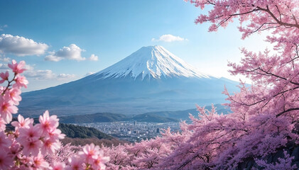 A peaceful autumn mountain with blossoms and a scenic view of nature