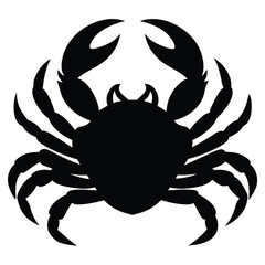 Crab Silhouette Vector Art and Black Crab Design Illustration