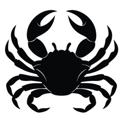 Crab Silhouette Vector Art and Black Crab Design Illustration