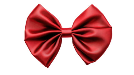 A red satin ribbon bow with a transparent PNG background