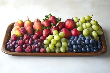 Assorted Fresh Fruits on Wooden Tray