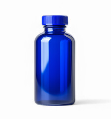 Blue plastic bottle isolated on transparent background, cut out
