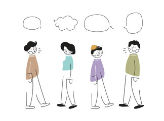 Hand Drawn People Doodle Line Art