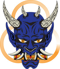 Japanese demon oni mask samurai vector mascot