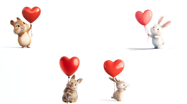 ? Funny Valentine's Day card with a cute animal holding a heart-shaped balloon isolated on white background in HD .-# Create, explore, and organize on [midjourney.com](<https