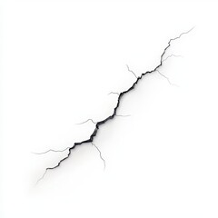 Crack in wall with crackling electricity on a white background showcasing sharp details and textures