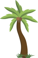 Tropical Palm Tree with Trendy Cartoon Style. Vector Illustration.