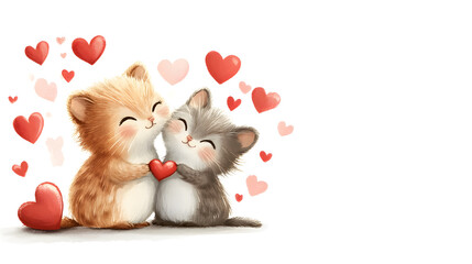 ? Funny Valentine's Day card with a couple of cute animals and a humorous love message isolated on white background in HD