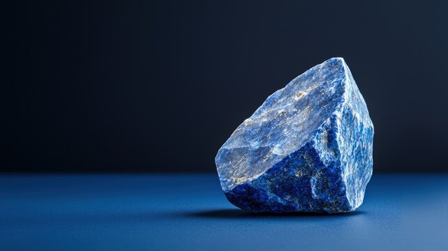 Blue stone on blue surface with lapis lazuli showcasing natural mineral textures and colors