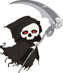 Cute chibi grim reaper with scythe