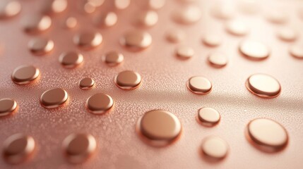 Rose Gold Droplets On Textured Surface