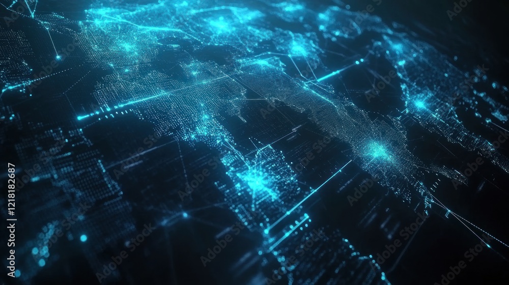 Poster global network connectivity: digital earth data visualization concept