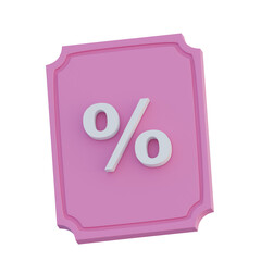 3d pink percent sign
