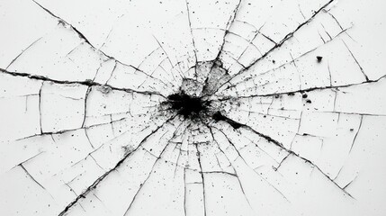 Obraz premium Shattered glass, white background, impact, debris, studio