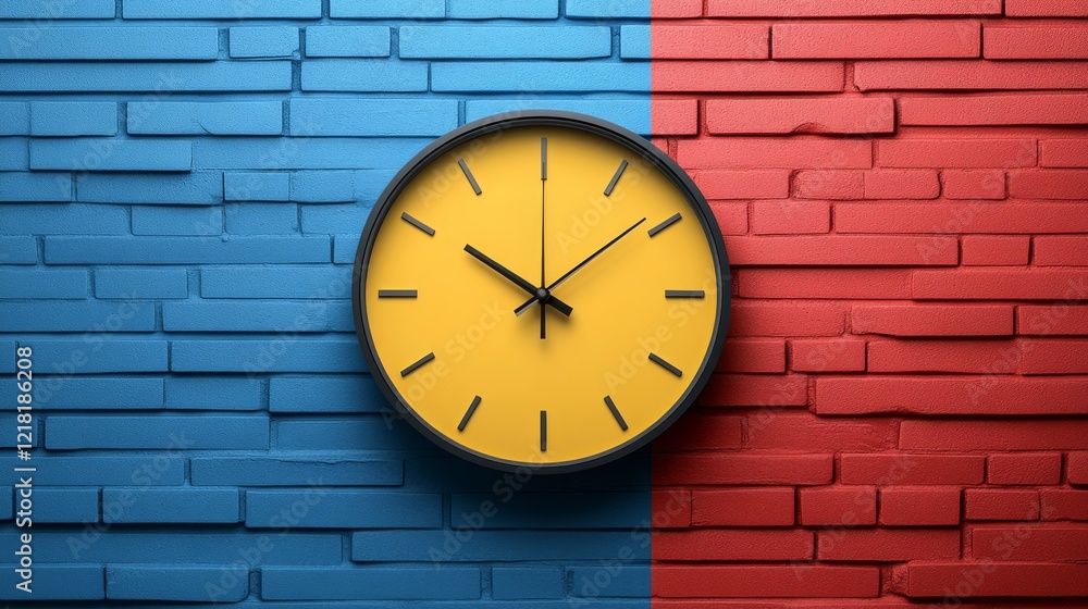 Poster modern minimalistic clock face design with abstract elements in clip art style for creative projects