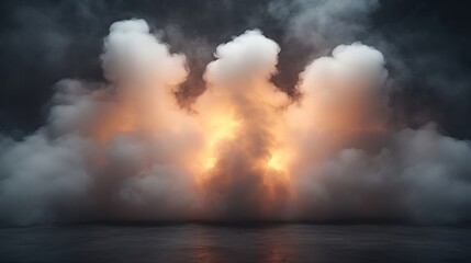 Obraz premium Smoky Cloudscape Over Dark Water