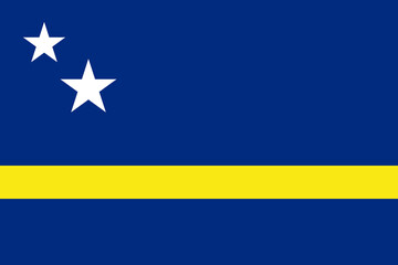 High detailed flag of Curacao. National Curacao flag. South America. 3D illustration.