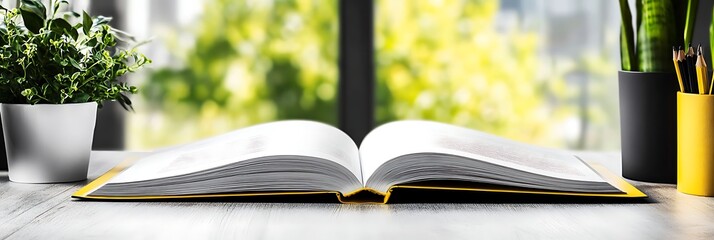 A B2B product catalog open on a desk, with space for text