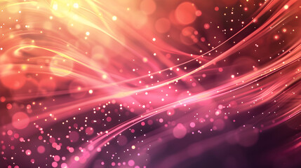 Abstract colorful background with flowing lines and glowing particles.