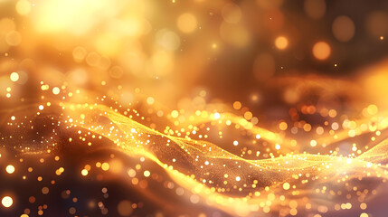 Obraz premium A shimmering abstract background with golden waves and sparkling lights.