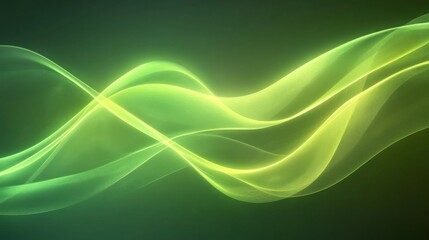 Naklejka premium Abstract Green Light Waves Flowing Design
