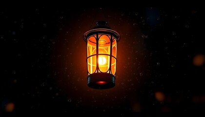 Glowing Lantern in Dark Night Dramatic Image