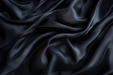 Obraz premium Dark gray fabric with elegant, flowing folds and wrinkles.