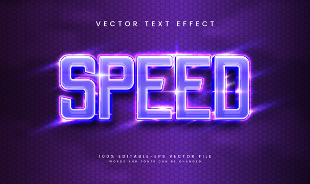 3d Purple speed editable vector text effect, suitable for modern technology concept