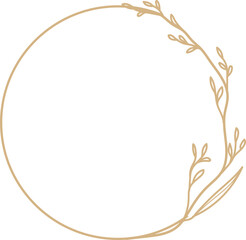 Gold Floral Circle Wedding Frame Illustration