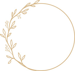 Gold Floral Circle Wedding Frame Illustration