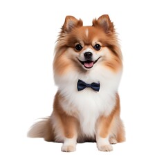 Obraz premium Adorable Pomeranian Dog Wearing a Bow Tie, Perfect for Pet Lovers