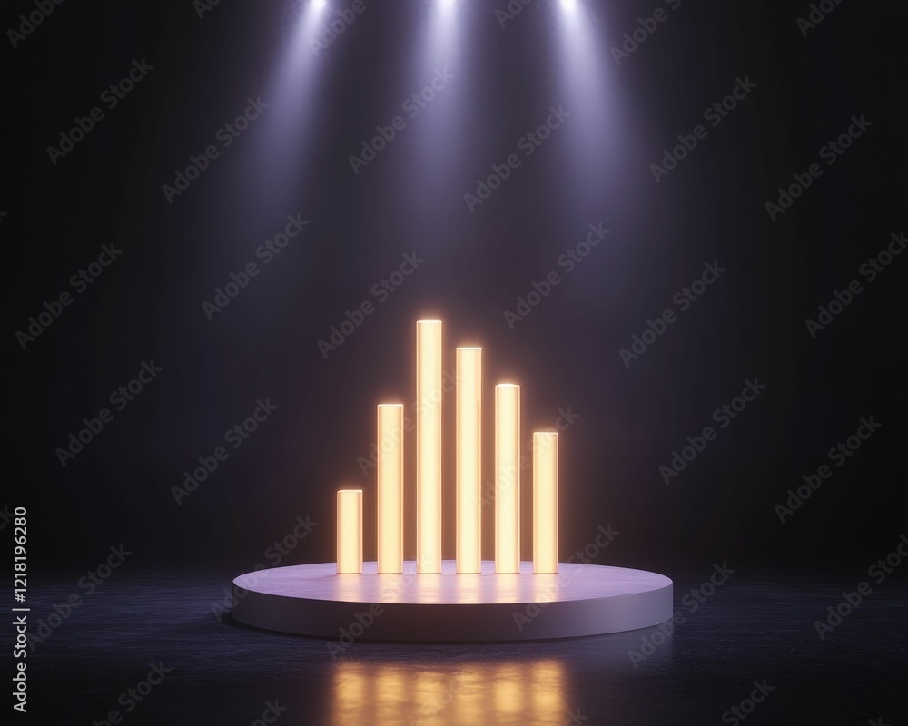 Poster illuminated tax presentation with bar charts conference hall digital graphics professional environme
