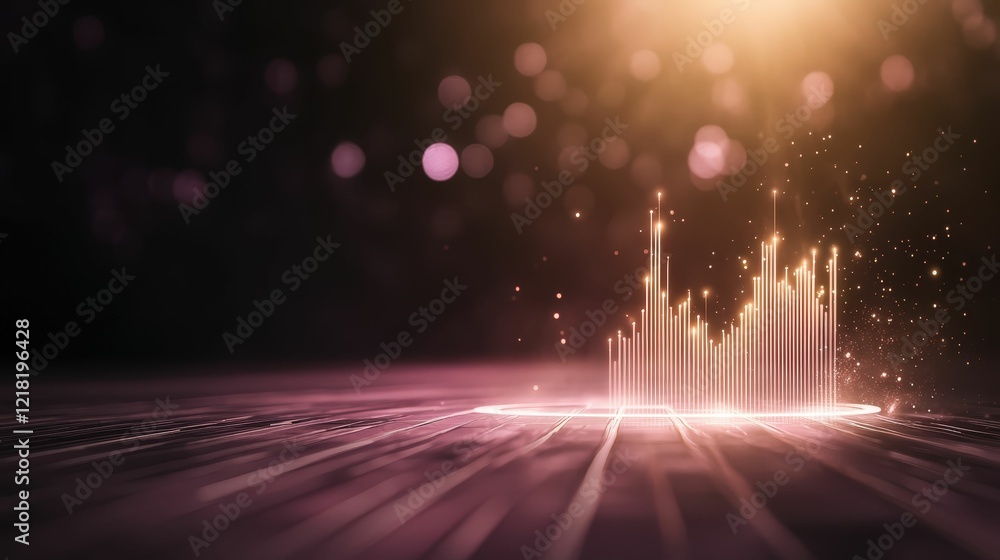 Poster high-tech tax return insights showcased on a modern stage with dynamic graphs in a digital environme
