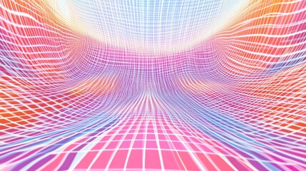 Obraz premium Abstract colorful grid tunnel, digital art, background