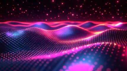 Fototapeta premium Abstract Pink and Blue Light Wave Pattern
