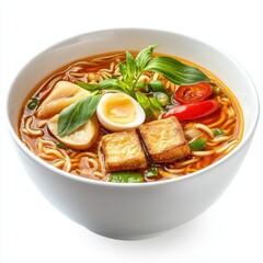 rich broth filled with noodles