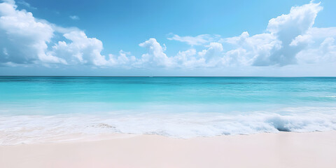 Obraz premium Beautiful beach scene with clear sky and turquoise ocean