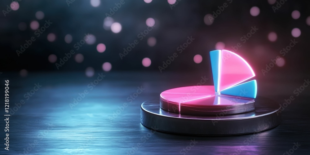 Poster holographic pie chart displaying tax statistics in elegant design digital environment 3d visualizati
